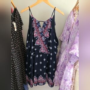 Ricki's Navy and Red Patterned Jumpsuit